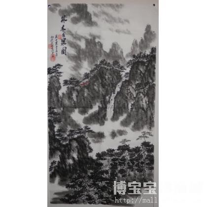 熊飞 林木飞泉图 类别: 国画山水作品